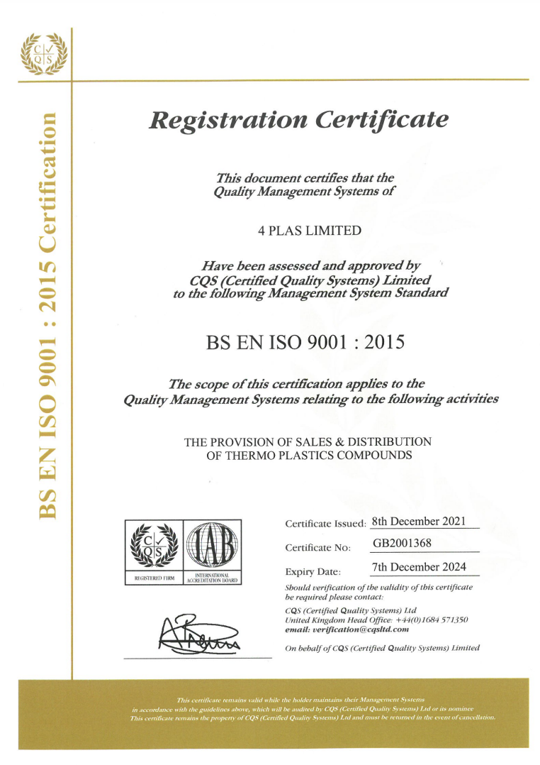 ISO 9001 Quality Certificate